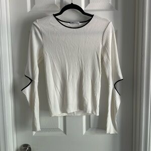 ZARA Ribbed Black and White Cutout Top